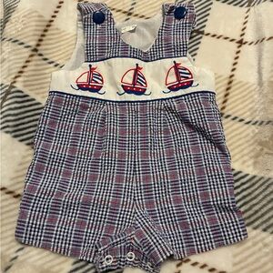 Vintage Nautical Plaid Kids One Piece